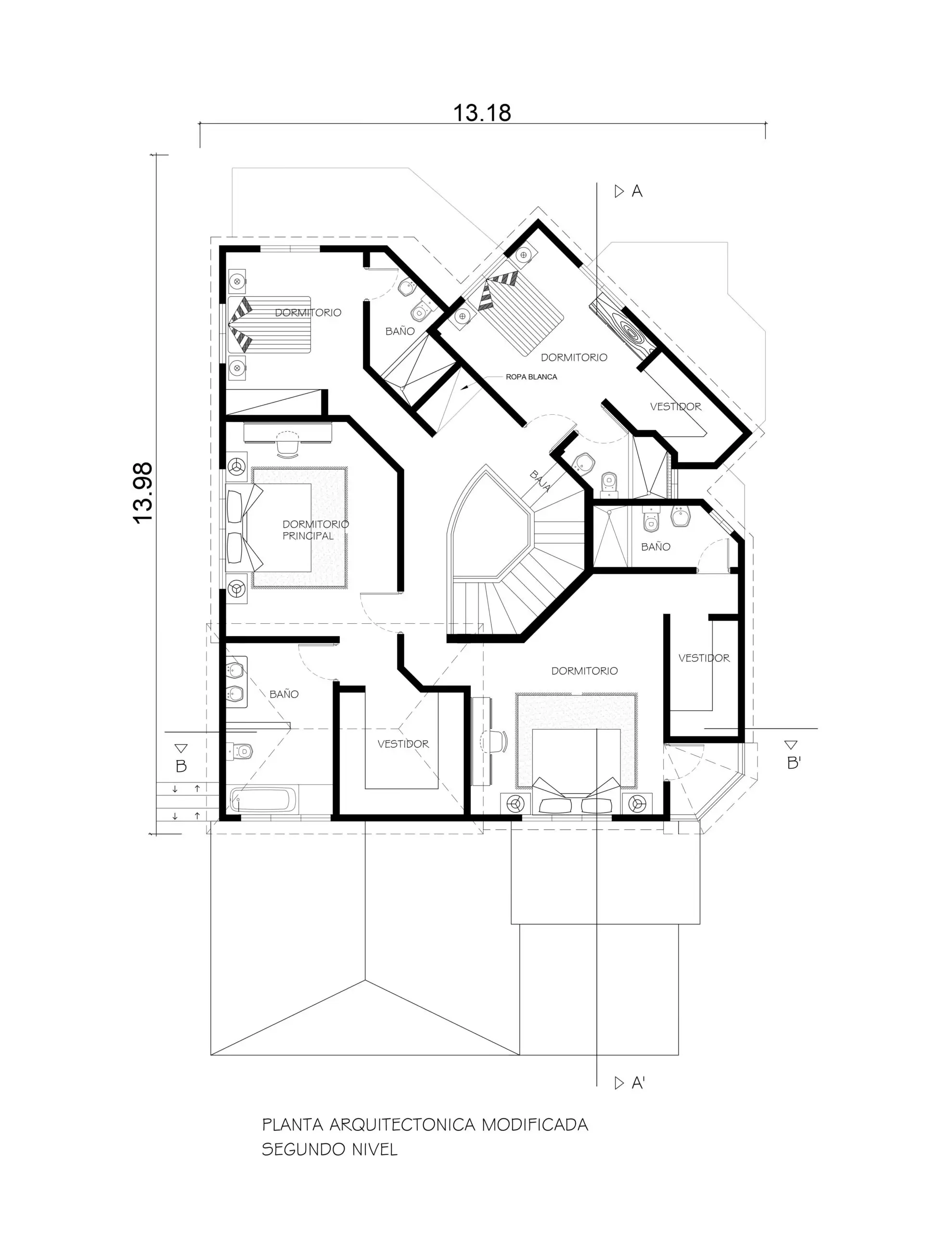 CASA de dos niveles 20.96×13.18 NIVEL 2 PLANTA