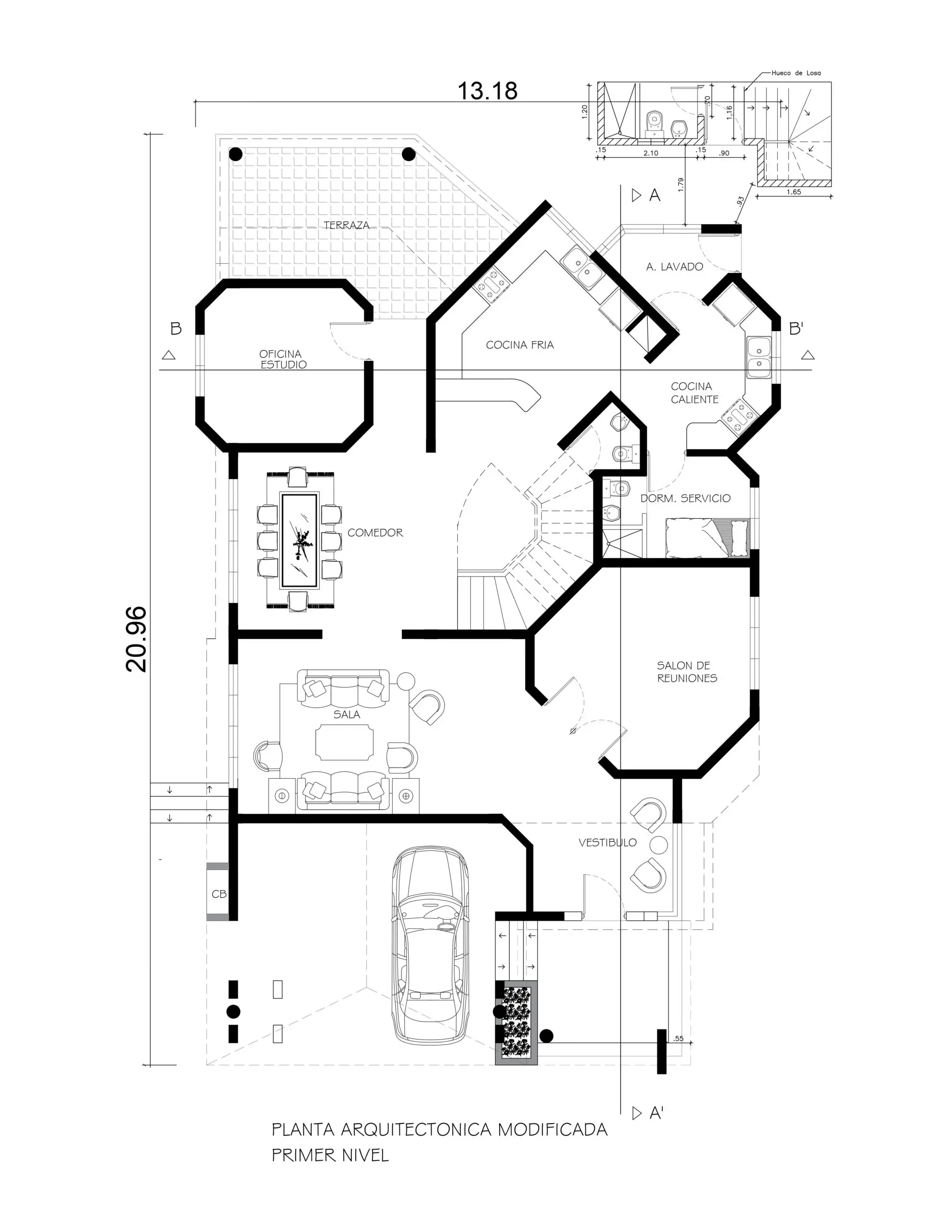 CASA de dos niveles 20.96×13.18 PLANTA