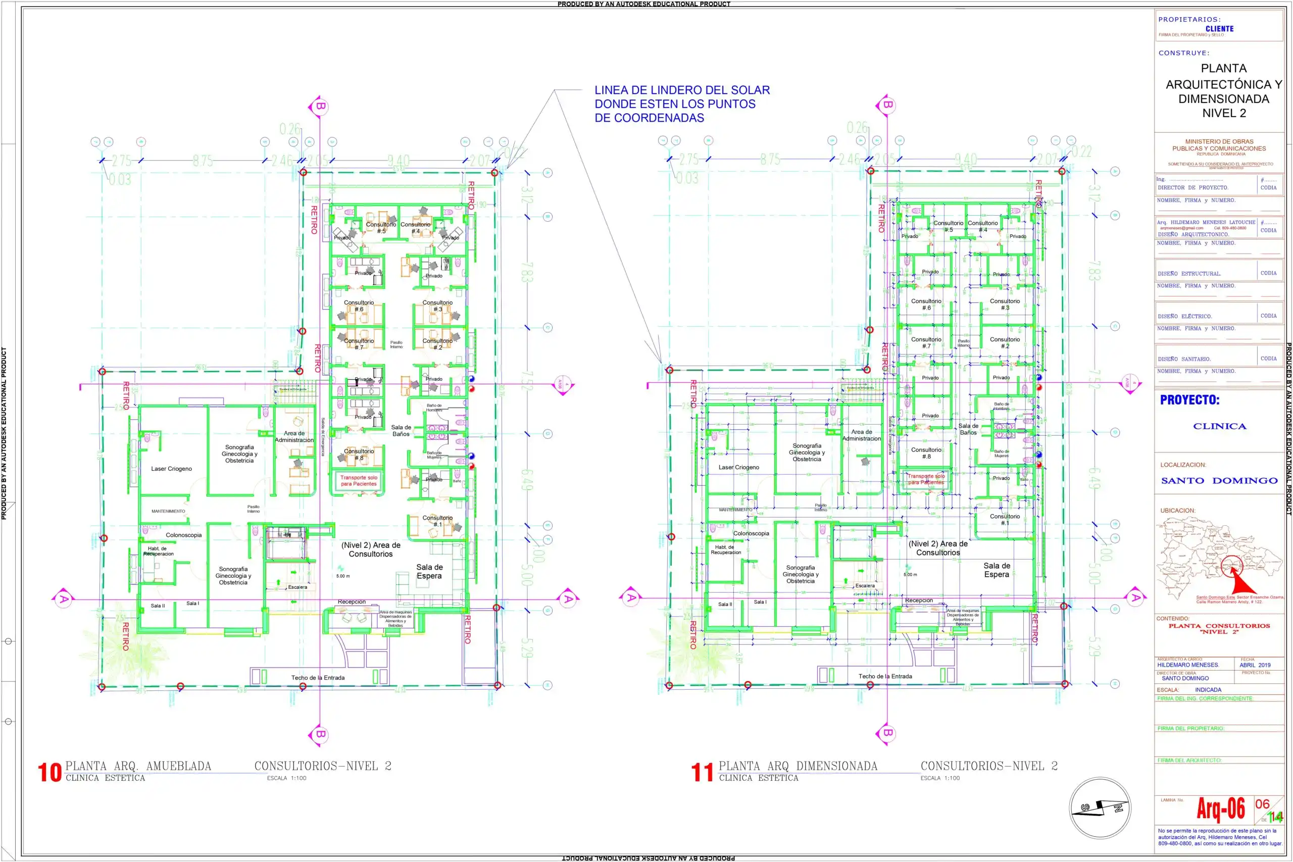 Planos de hospital privado de 4 niveles 36×28