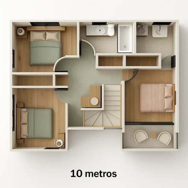 Planos de casa 10x10 Primer nivel (B)