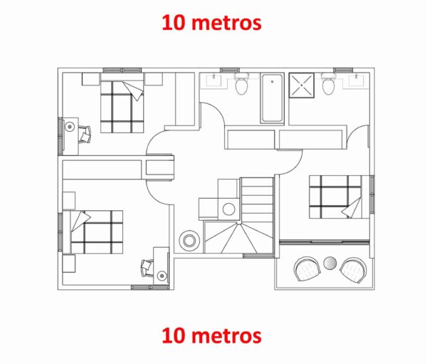 Planos de casa 10x10 Segundo nivel (A)