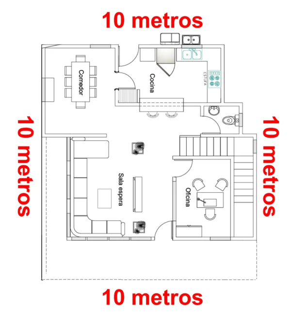 Planos de casa 9x9 primer nivel