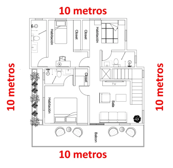 Planos de casa 9x9 segundo nivel