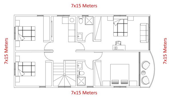 7x15 con 4 dormitorios - Segundo Nivel