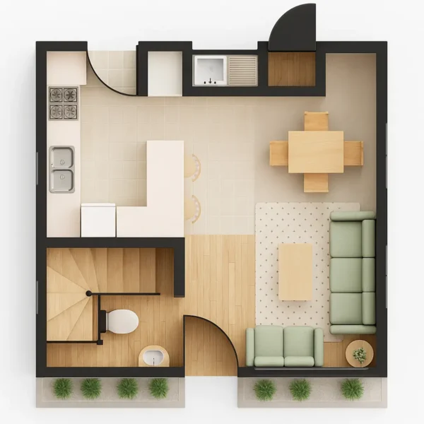 Planos Casa 6x6 Primer nivel