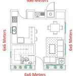 Planos Casa 6x6 Primer nivel