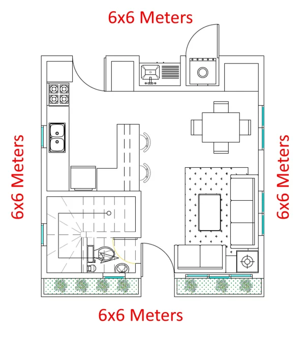 Planos Casa 6x6 Primer nivel