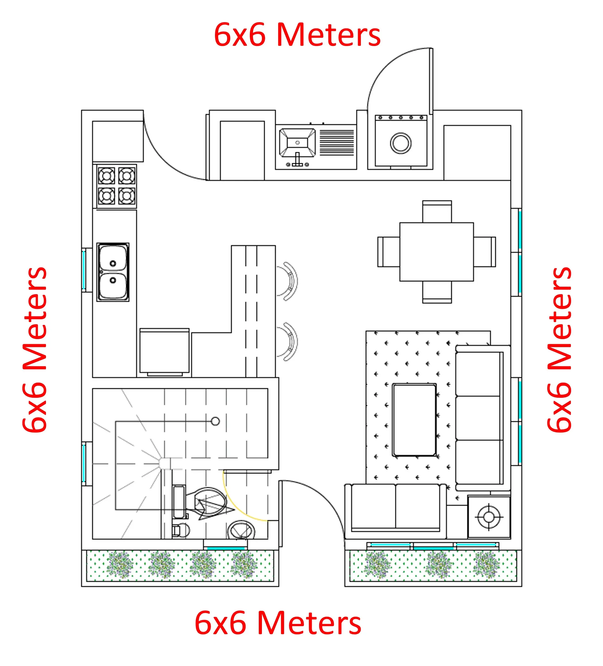 Planos Casa 6x6 Primer nivel