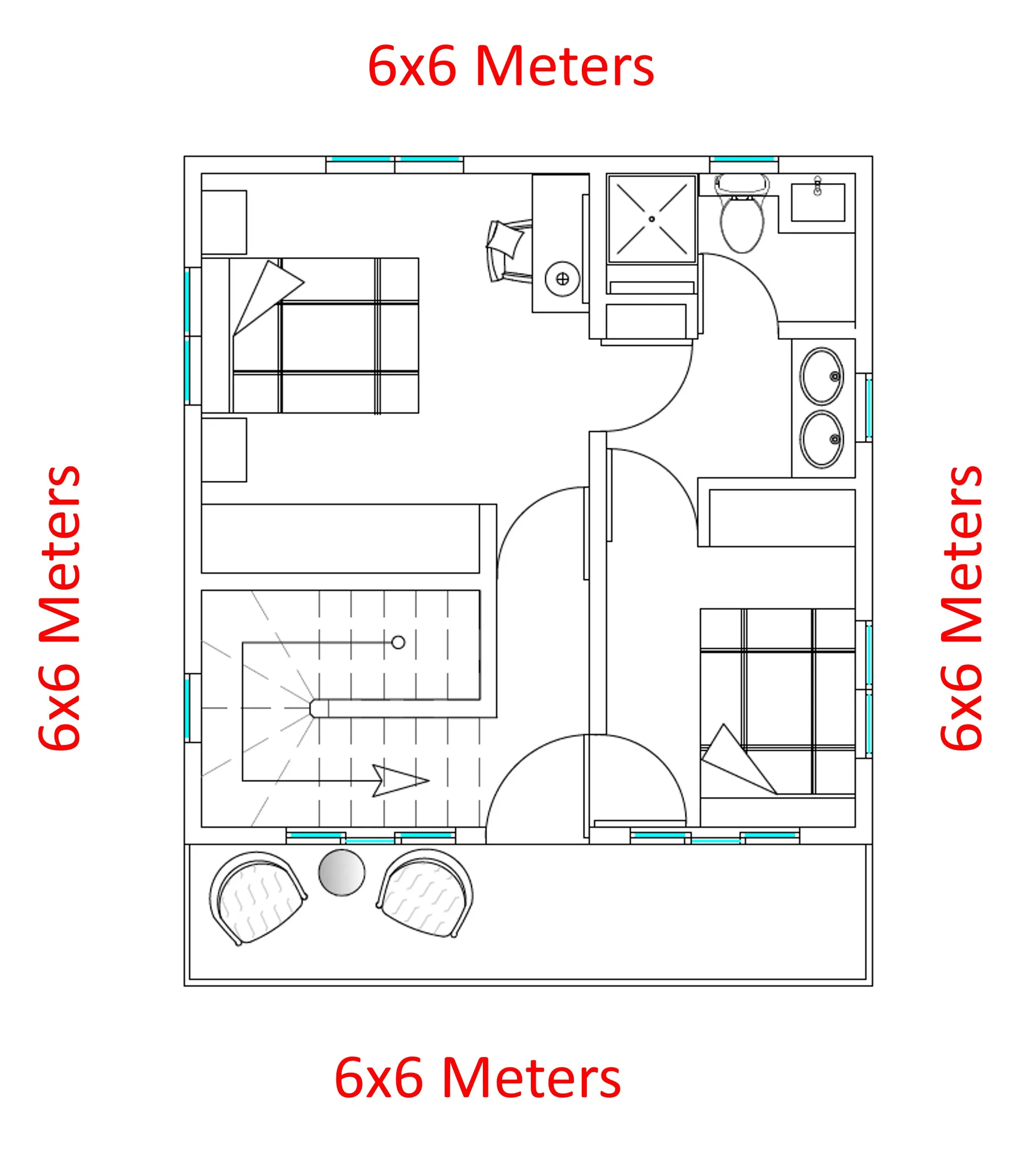 Planos Casa 6x6 Segundo nivel