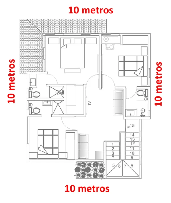 Diseño de casa 10x10 segundo nivel - 3 dormitorios