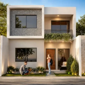 Planos de casa 6x10 de dos niveles fachada