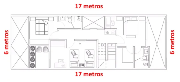 Segundo nivel casa medianera 6x17 dos niveles