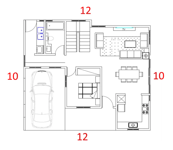 Planos de casa 12x10 de dos niveles