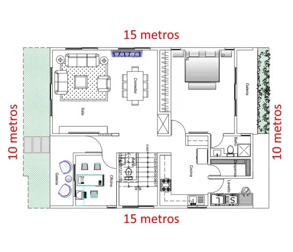 Flat house 10x15 two levels