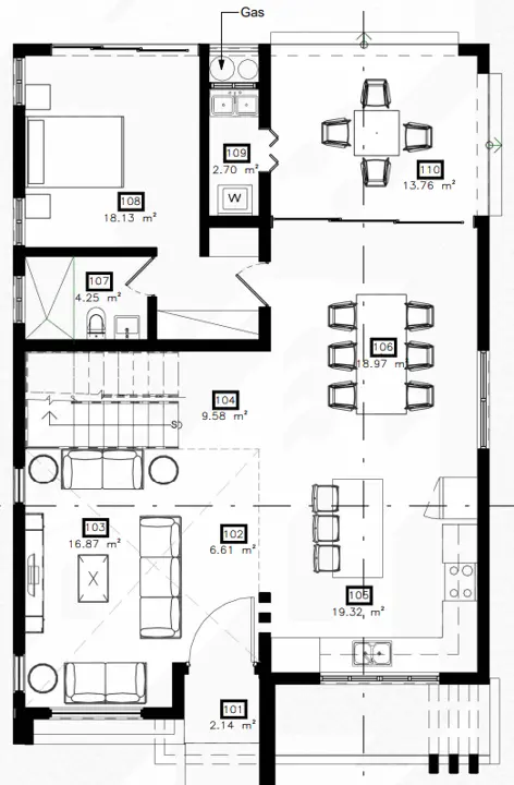 Planos de casa 10x14 4 dormitorios nivel 1