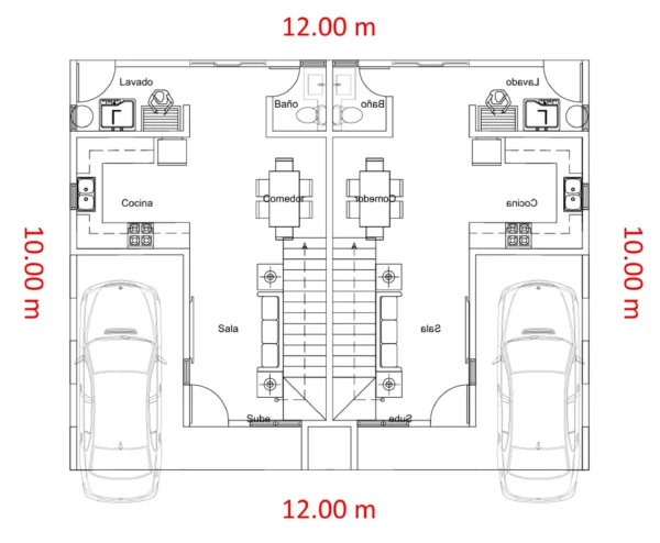 Primer nivel casa duplex 12x10