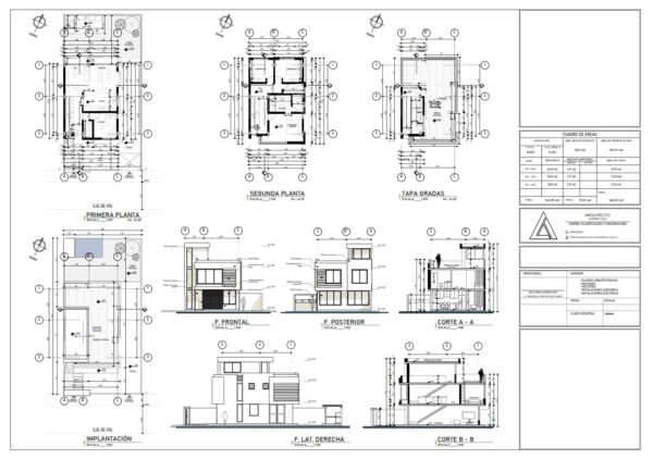 PLANO DE CASA 7x10 METROS CON DOS NIVELES CON 4 DORMITORIOS - Imagen 2