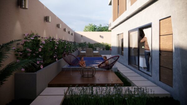 Patio interior de casa lujosa 10x40